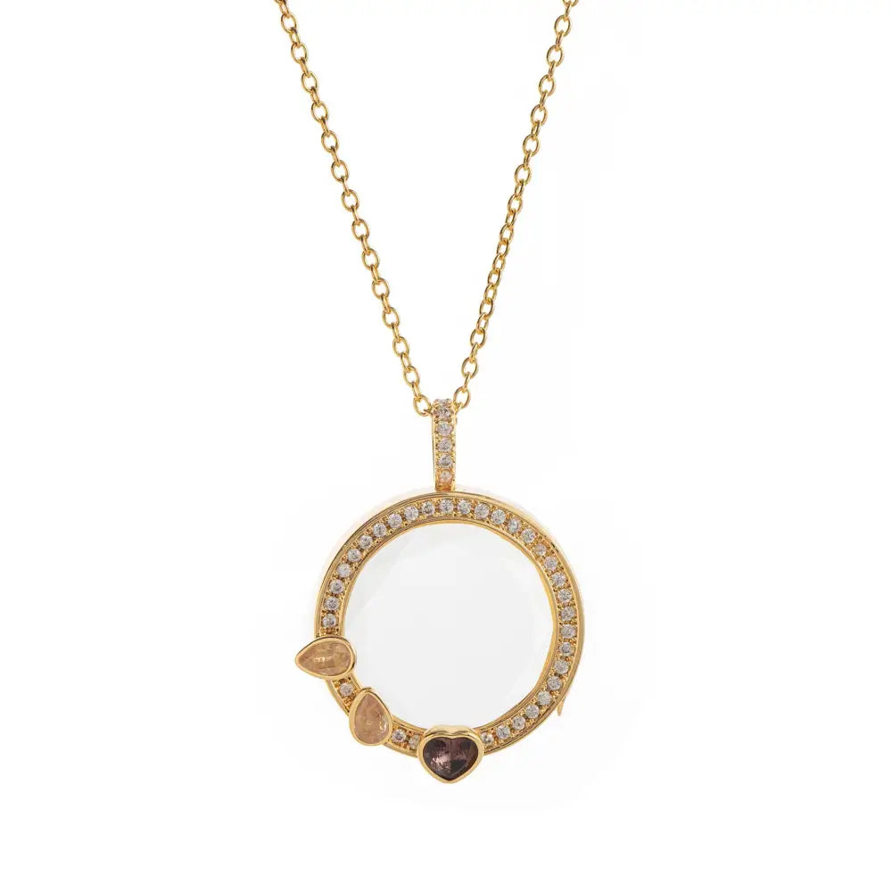 Crystal Locket Open and Close Photo Box Pendant Necklace - Transparent C