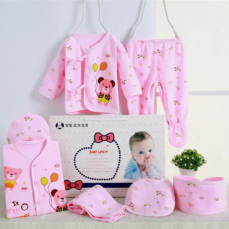 Pink baby clothing set.