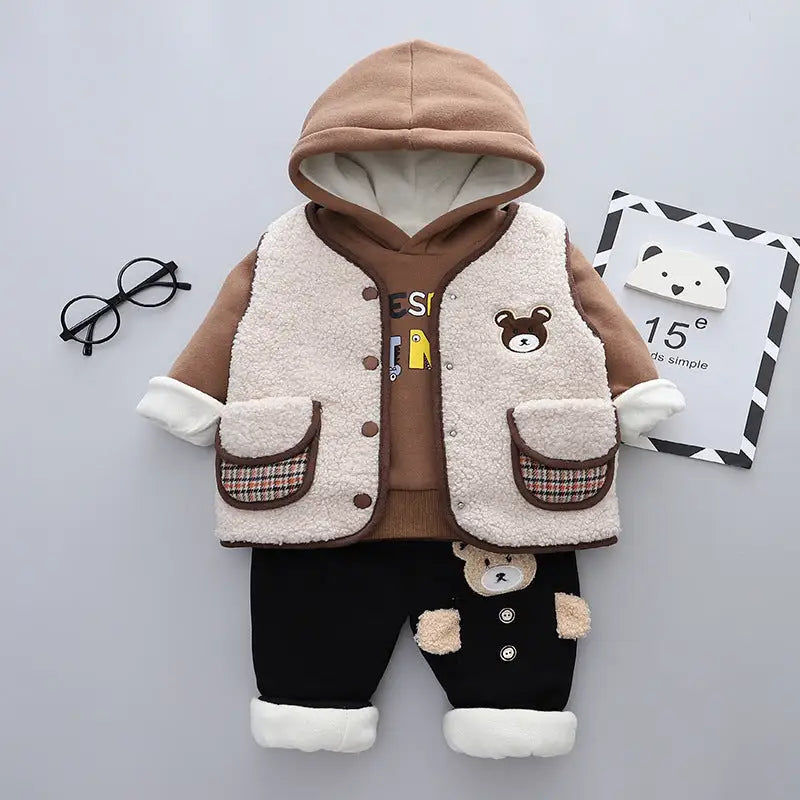 CuddleCozy: Plush Velvet Kidswear Collection - Beige / 80cm