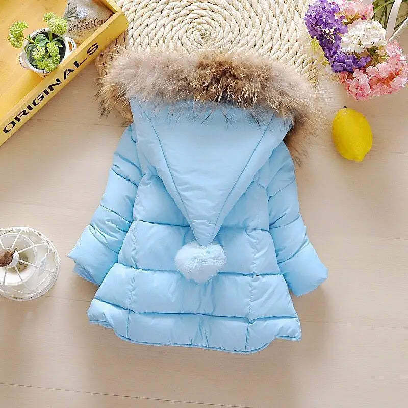 CuddleWrap: Hand-Stuffed Cotton Coat for Baby Girls - Blue / 80cm