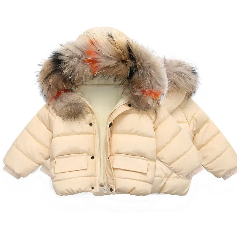 CuddleWrap: Hand-Stuffed Cotton Coat for Baby Girls - Champagne / 130cm