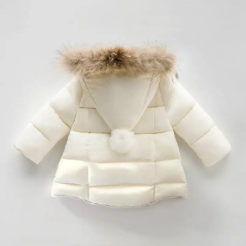 CuddleWrap: Hand-Stuffed Cotton Coat for Baby Girls - Creamy white / 110cm