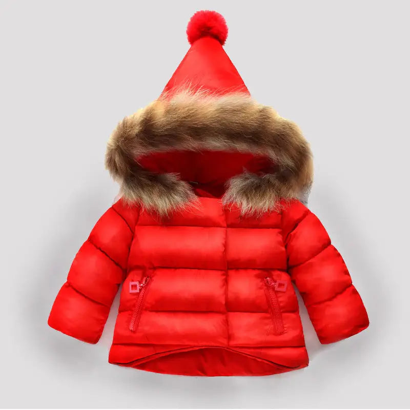 CuddleWrap: Hand-Stuffed Cotton Coat for Baby Girls - Red / 100cm