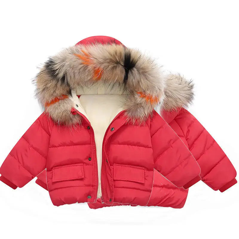 CuddleWrap: Hand-Stuffed Cotton Coat for Baby Girls - Red2 / 90cm