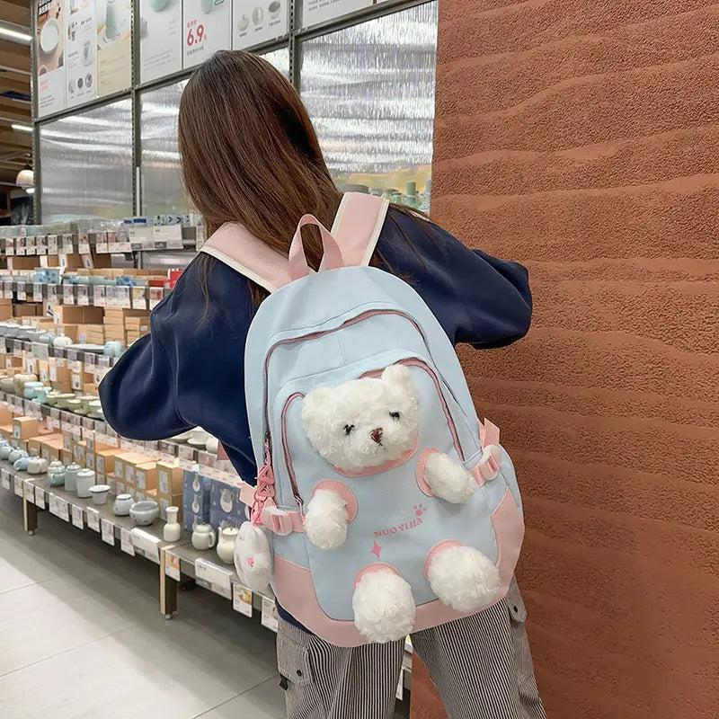 Cute Bear Schoolbag for Junior High and College Students