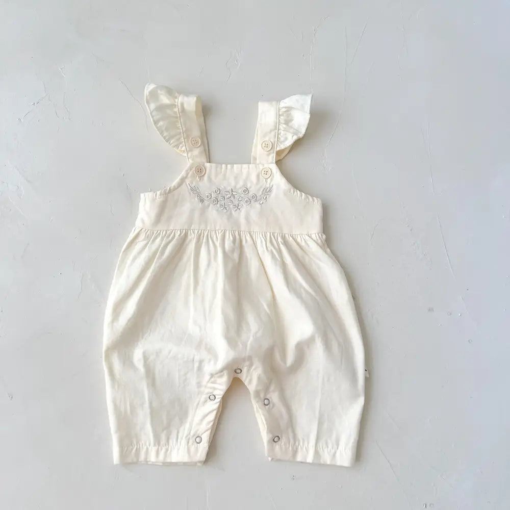 CutieCrawl: Adjustable Baby Girl Suspender Romper - Apricot / 66cm