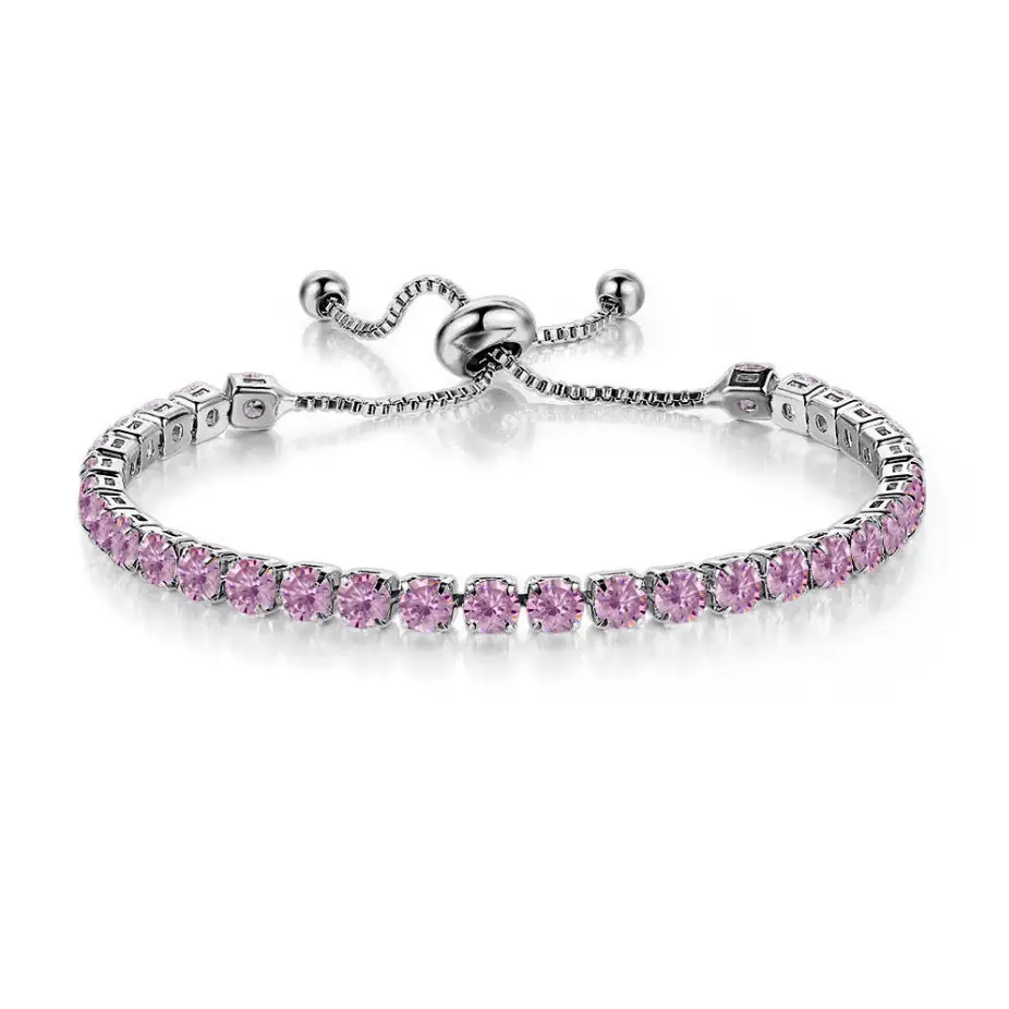 DazzleZ Tennis Bracelet - White gold pink stone