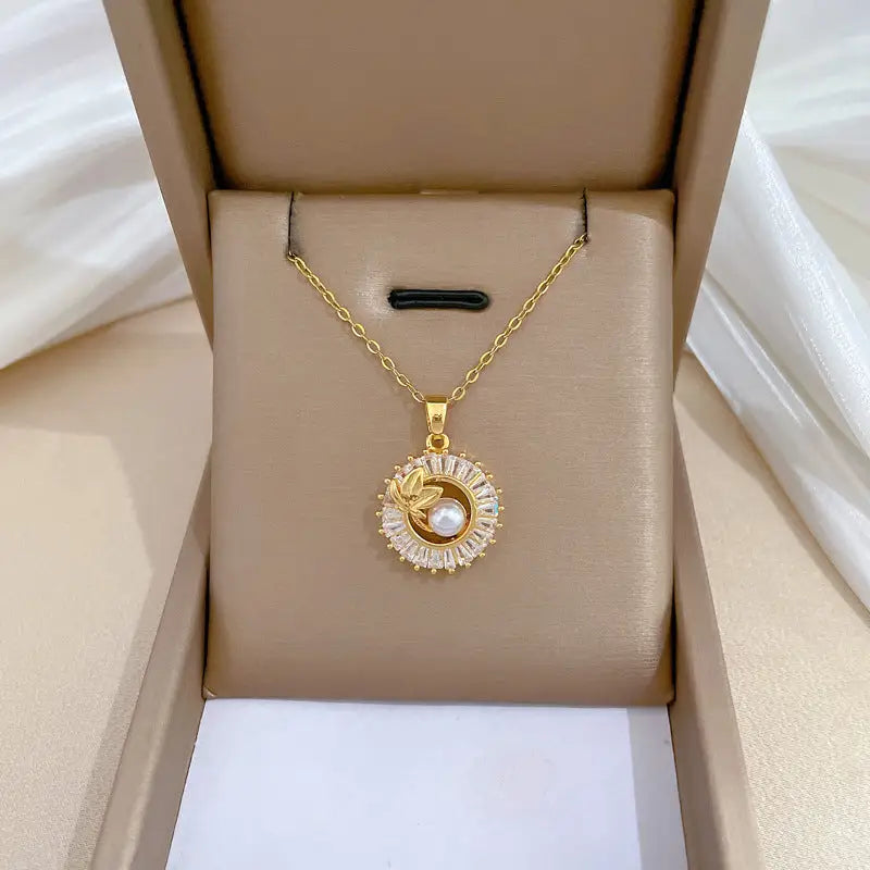 Diamond Leaves Necklace & Earrings Suite