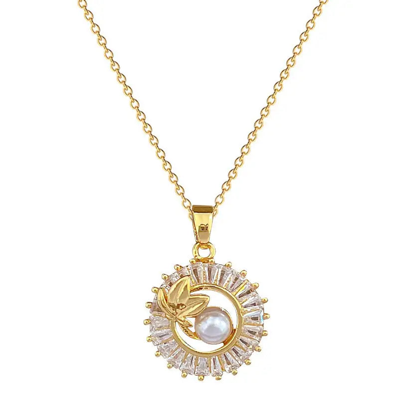 Diamond Leaves Necklace & Earrings Suite
