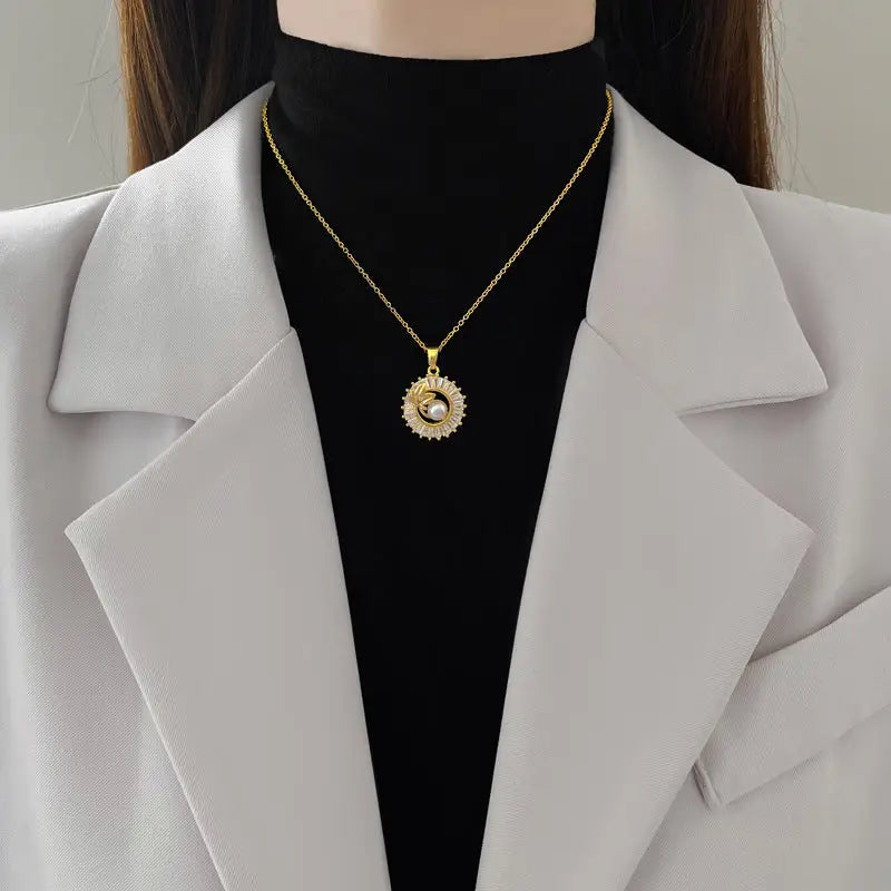 Diamond Leaves Necklace & Earrings Suite