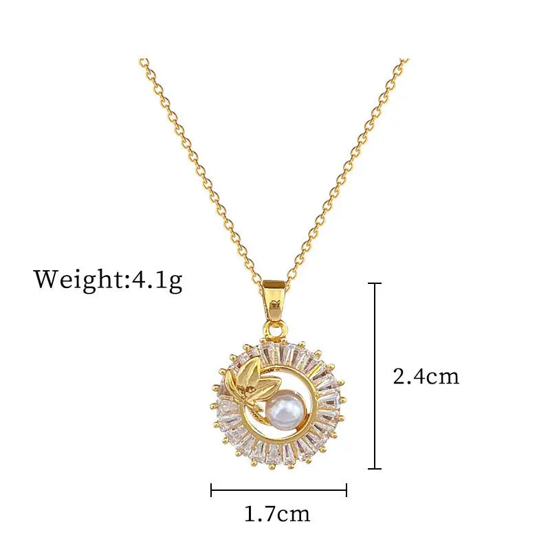 Diamond Leaves Necklace & Earrings Suite - D515 Necklace