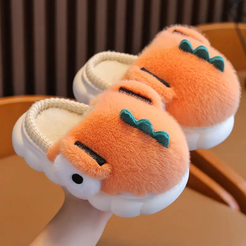 Dino Cozy Slippers - Orange Slippers / 24to25 Size