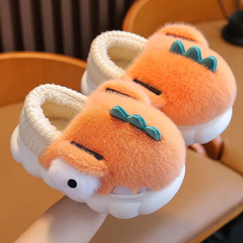 Dino Cozy Slippers - Orange Bag Heel / 26to27 Code
