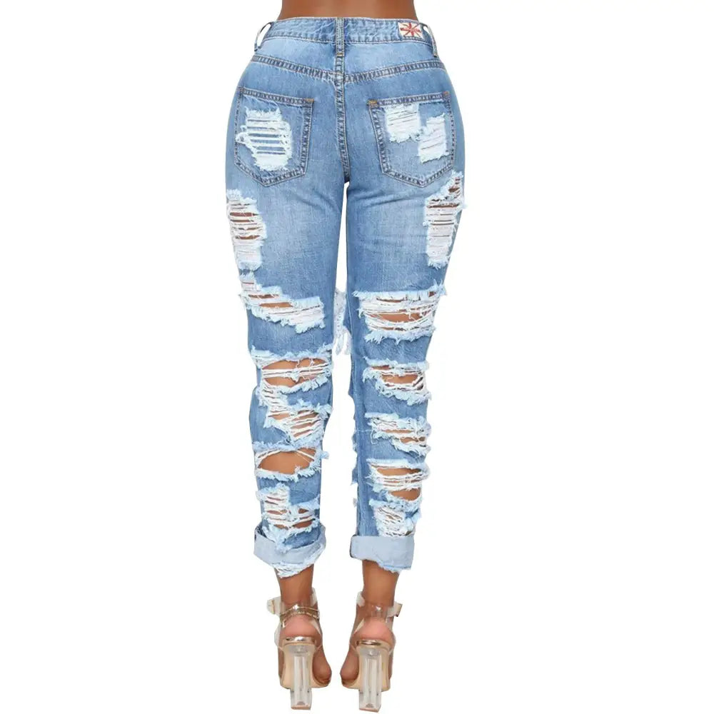 Distressed Denim Trousers - Blue / S
