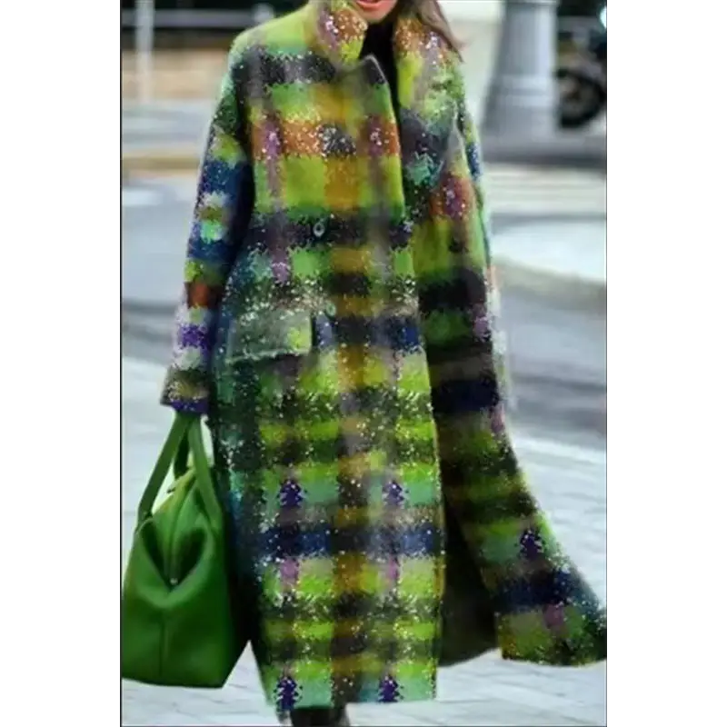 Dragon & Phoenix Woolen Coat - Yellow Green / 4XL
