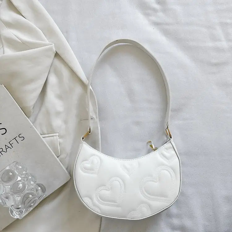 Dumpling Shape PU Suitcase Shoulder Bag with Contrast Color Design - White