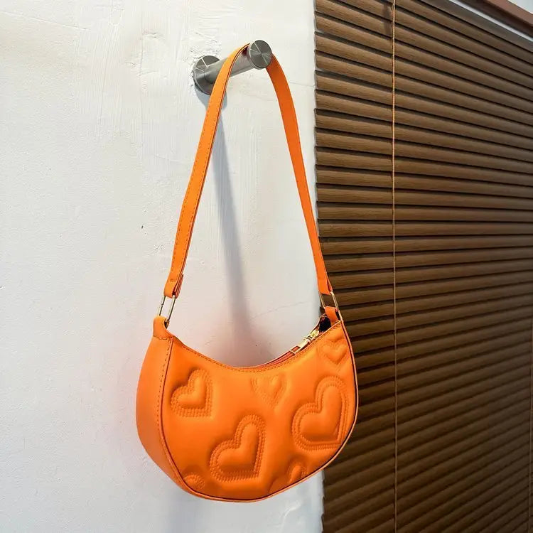 Dumpling Shape PU Suitcase Shoulder Bag with Contrast Color Design - Orange
