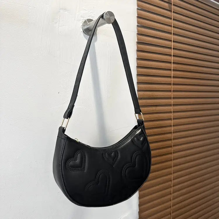 Dumpling Shape PU Suitcase Shoulder Bag with Contrast Color Design - Black