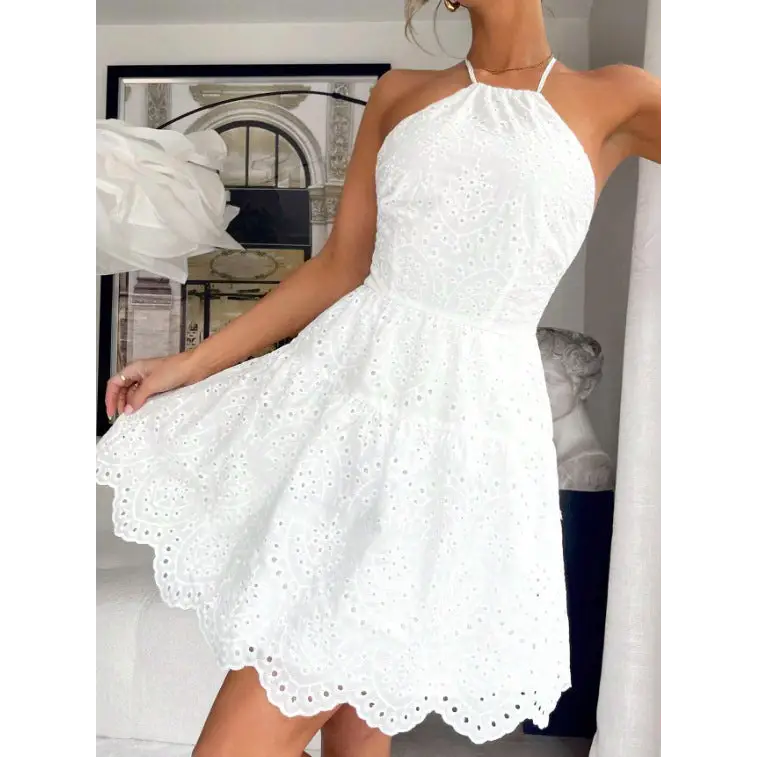 Elegance A-Line: Lace Patchwork High Waist Dress
