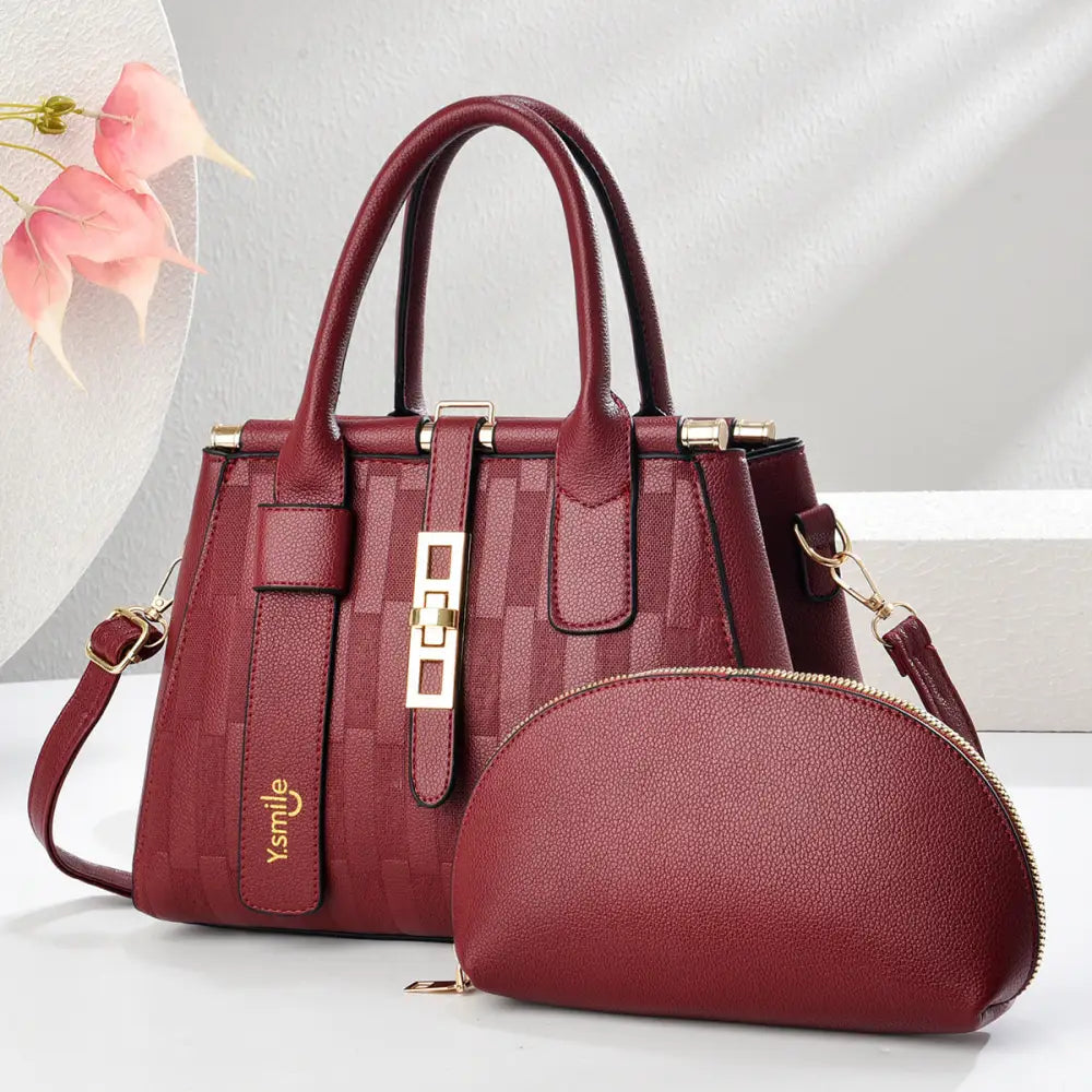 Elegance: All-Match Crossbody Shoulder Bag - Purplish Red / 28x13x20cm