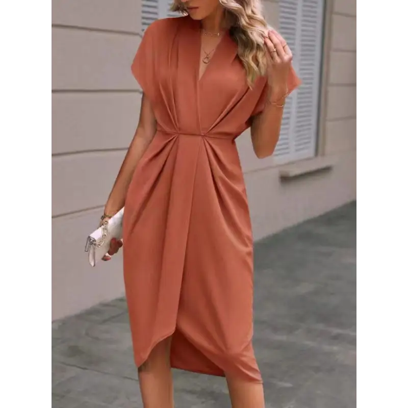Elegance Splendor: One-Shoulder Evening Dress - Coral / S