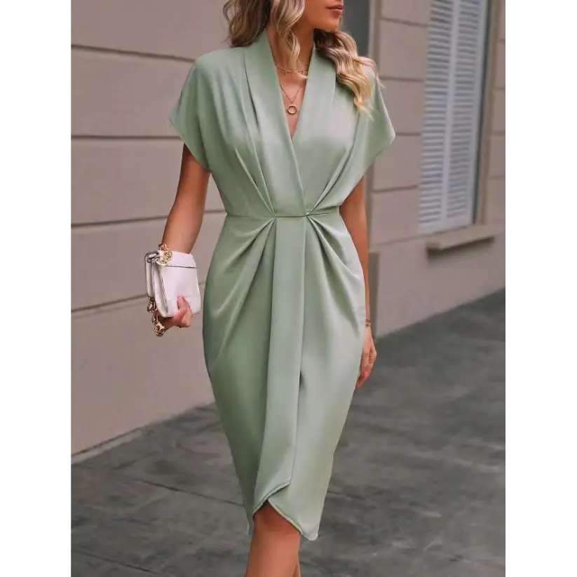 Elegance Splendor: One-Shoulder Evening Dress - Light Green / S