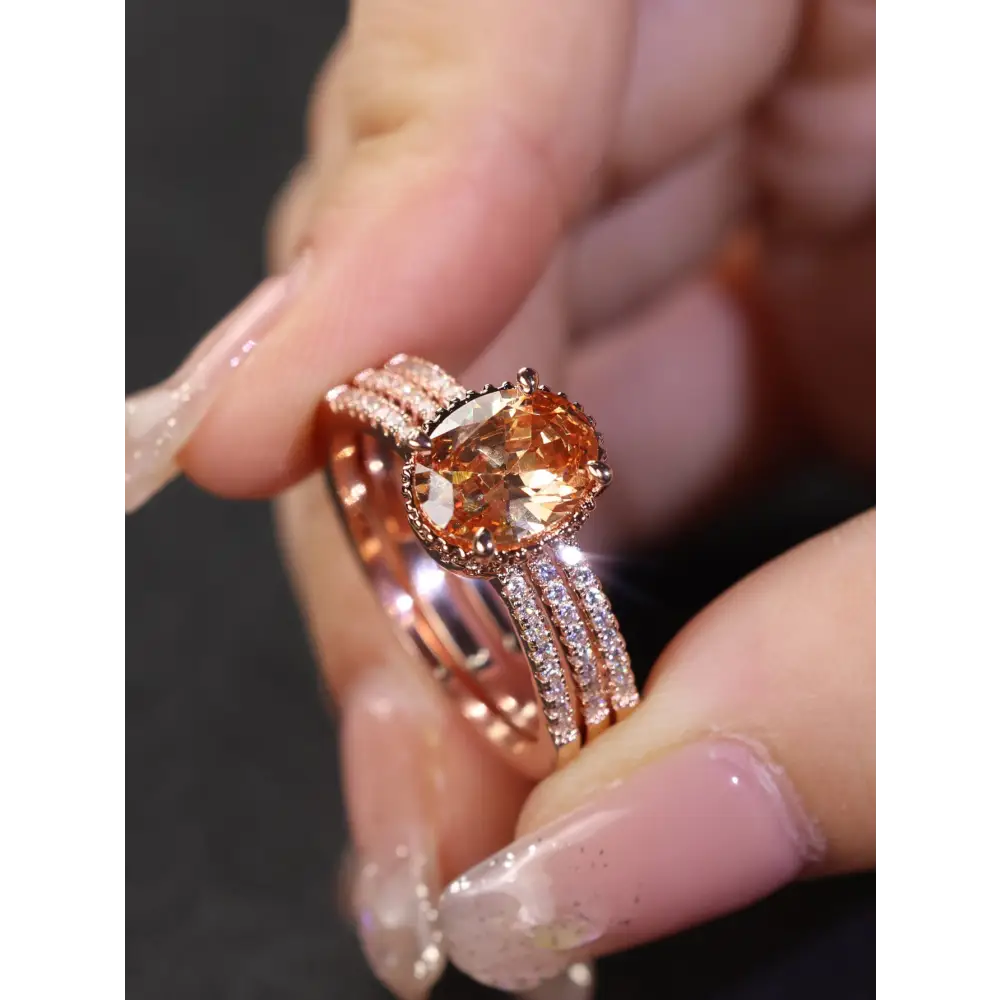 Elegance: Women’s Round Diamond Personality Ring - Rose Gold / No 6