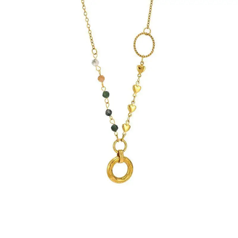 EleganceLink Gold Beaded Stainless Steel Necklace - Gold