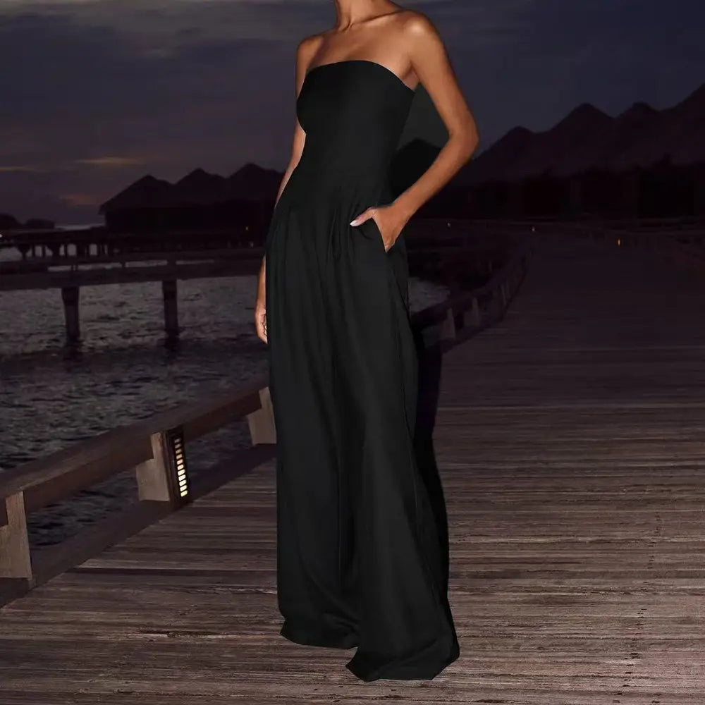 EleganceOne: Luxe One-Shoulder Split Evening Dress - Black / L
