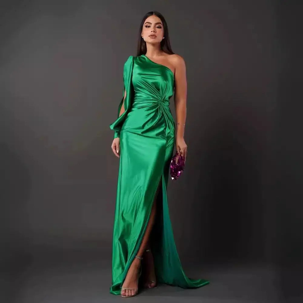 EleganceOne: Women’s Luxe Split One-Shoulder Dress