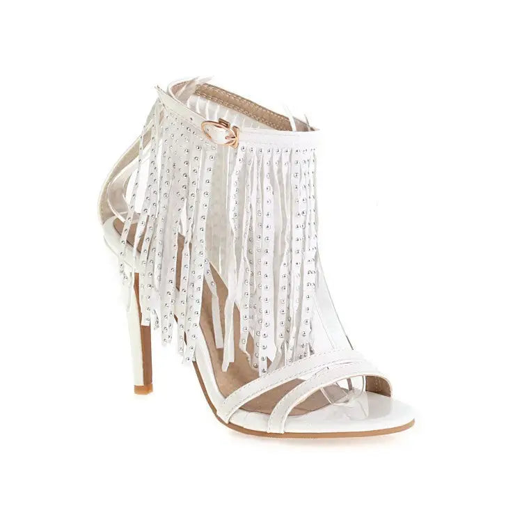 Elevate: Women’s Chic High Heel Sandals - White / 45