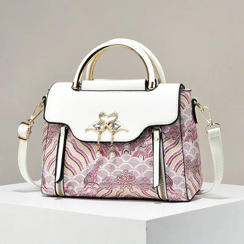 EmbroiChic Women’s Handbag - Beige / 23X11X18X7