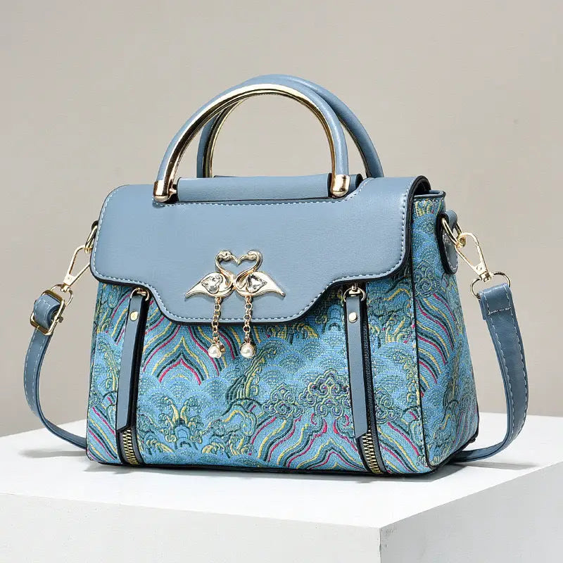 EmbroiChic Women’s Handbag - Blue / 23X11X18X7