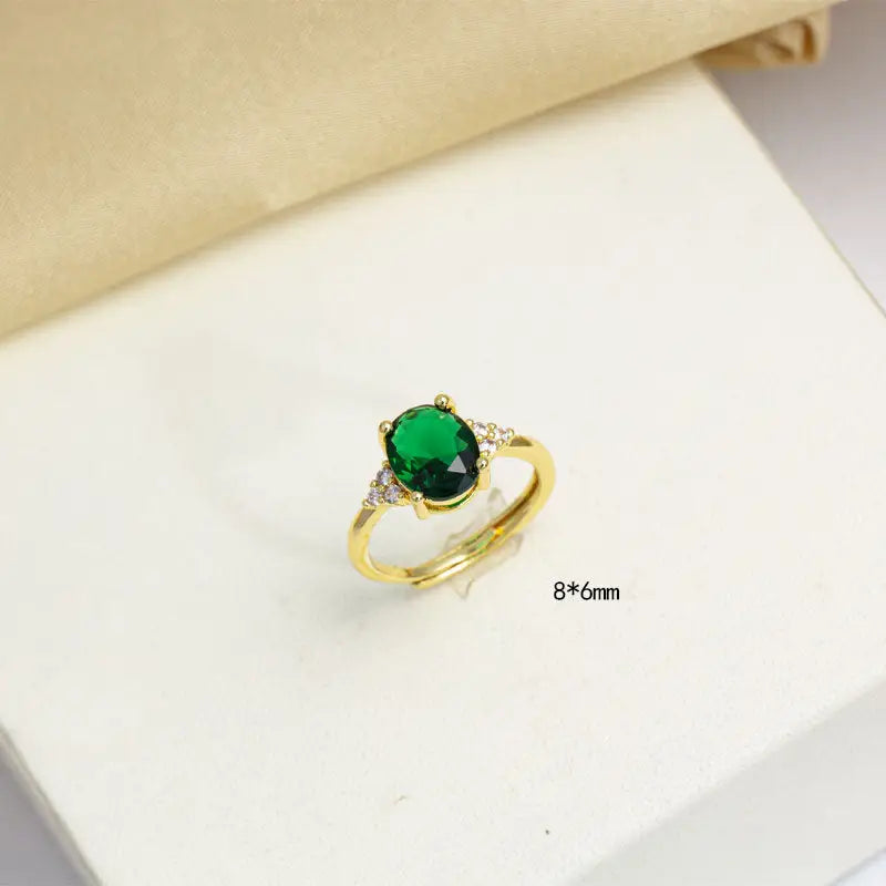 Emerald Inlay Jewelry Set with Necklace Studs and Ring