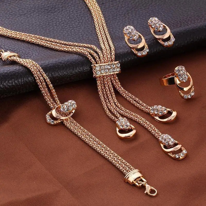 Enchanted Elegance Bridal Set: Necklace & Earrings - Gold