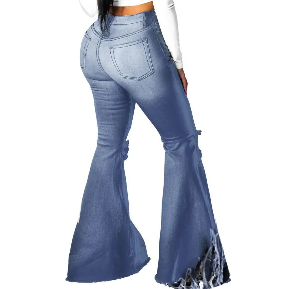 Euro-Am Hole-Knee Wide Leg Jeans