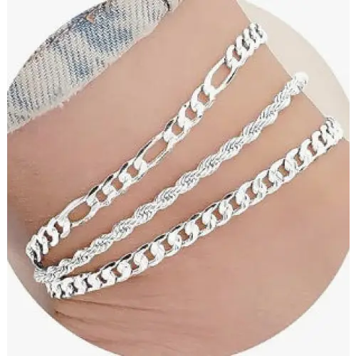 EuroAm Style Multi-layer Anklet Set - Style 2 Silver Anklet
