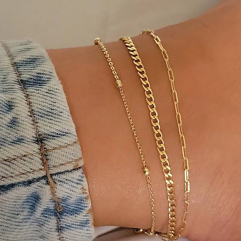 EuroAm Style Multi-layer Anklet Set - A Golden Anklet