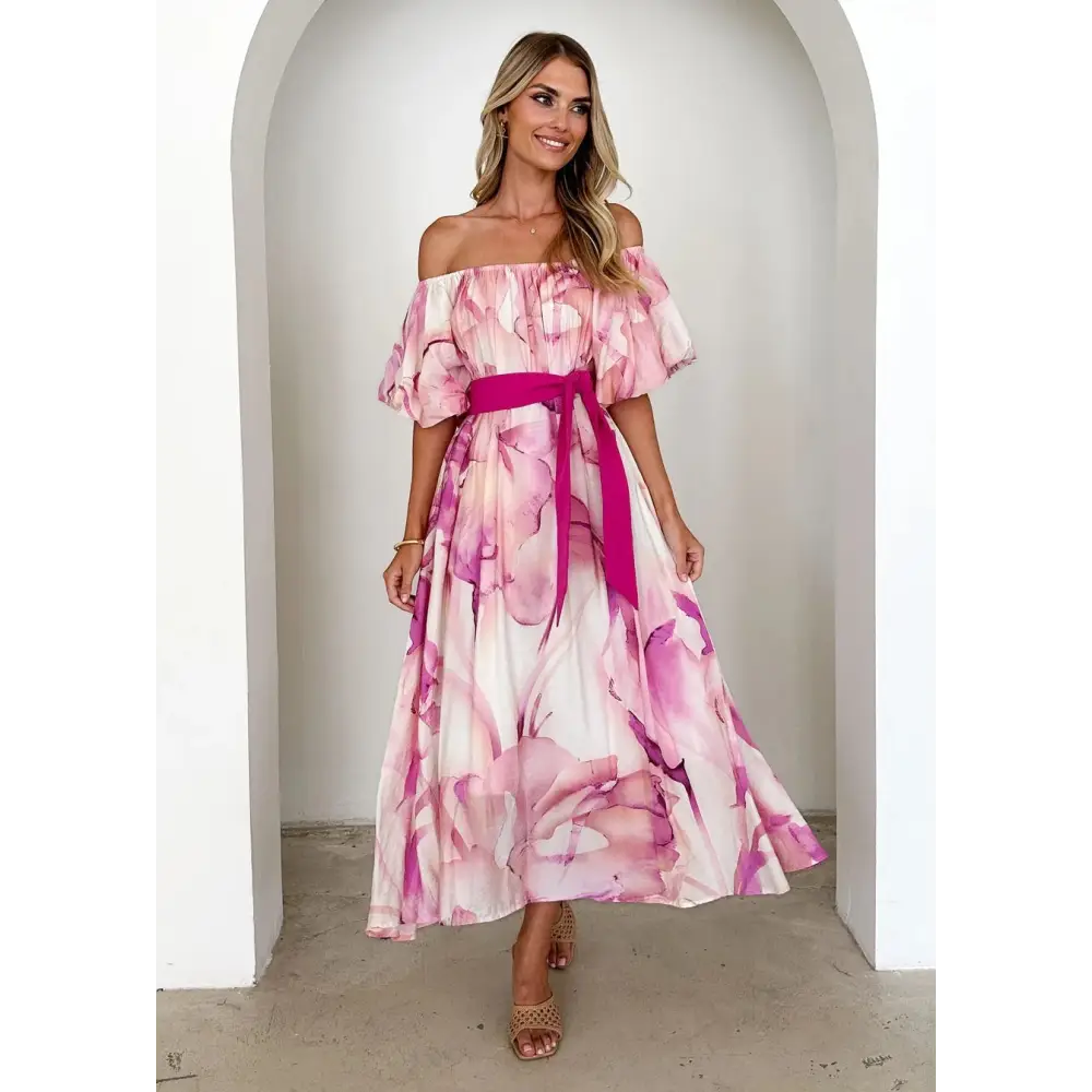 EuroAm Summer Swing: Puff Sleeve Dress - Red / S