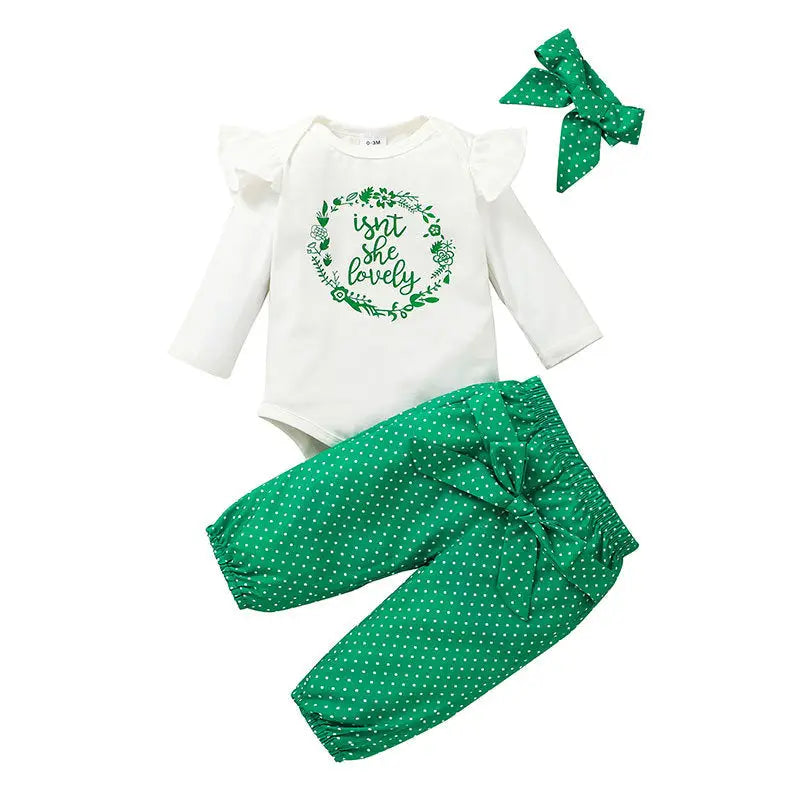 EuroChic Kids: Seasonal Trendy 3-Piece Outfit - Green / 700 3m