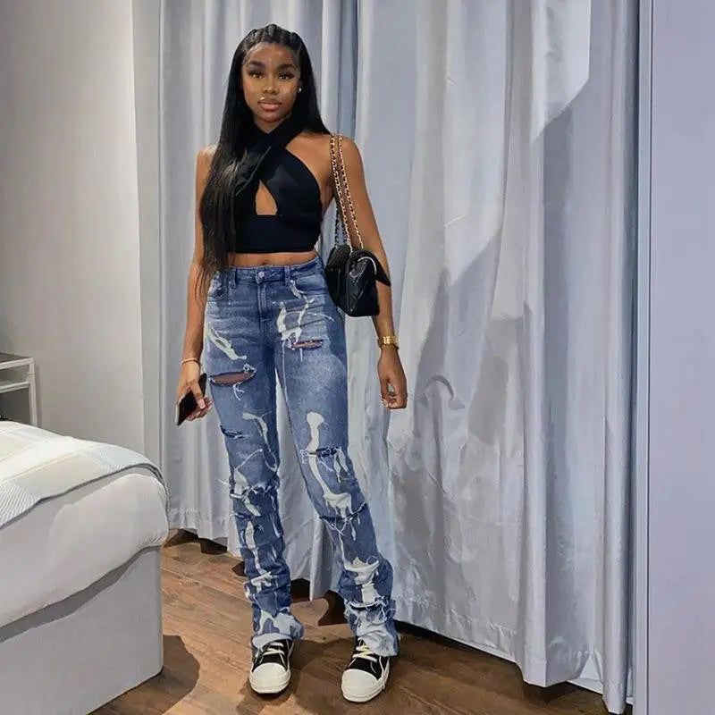 EuroChic Women’s High Waist Slim Fit Jeans