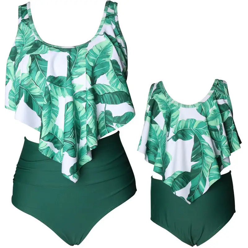 European and American new parent-child bikini - Green / XL / Adult