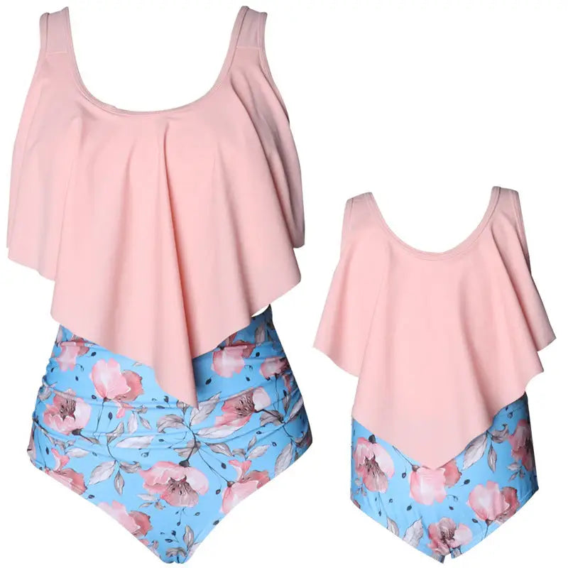 European and American new parent-child bikini - Light pink / 120 / Child