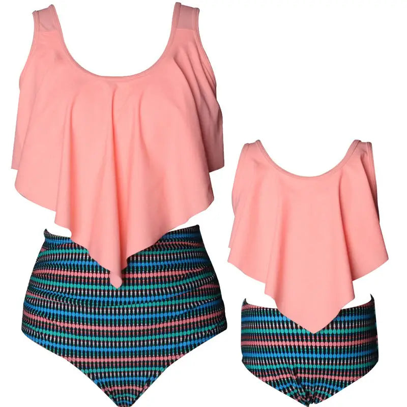 European and American new parent-child bikini - Pink / M / Adult