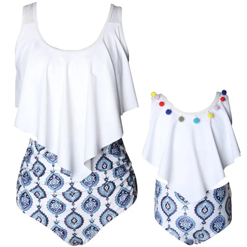 European and American new parent-child bikini - White / 90 / Child