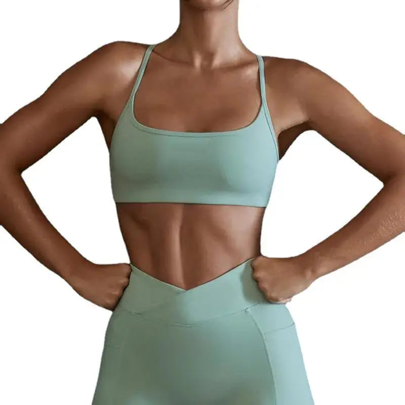 European And American Nude Yoga Bra Women’s Sports Underwear Shockproof