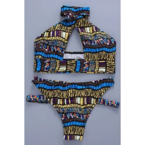 European and American sexy split swimsuit striped bikini women’s cross swimsuit