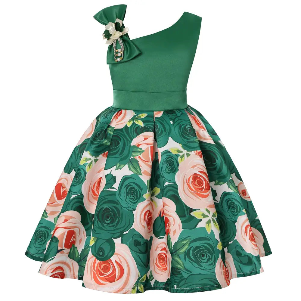 FairyDream: Digital Print Princess Dress - Green / 100cm