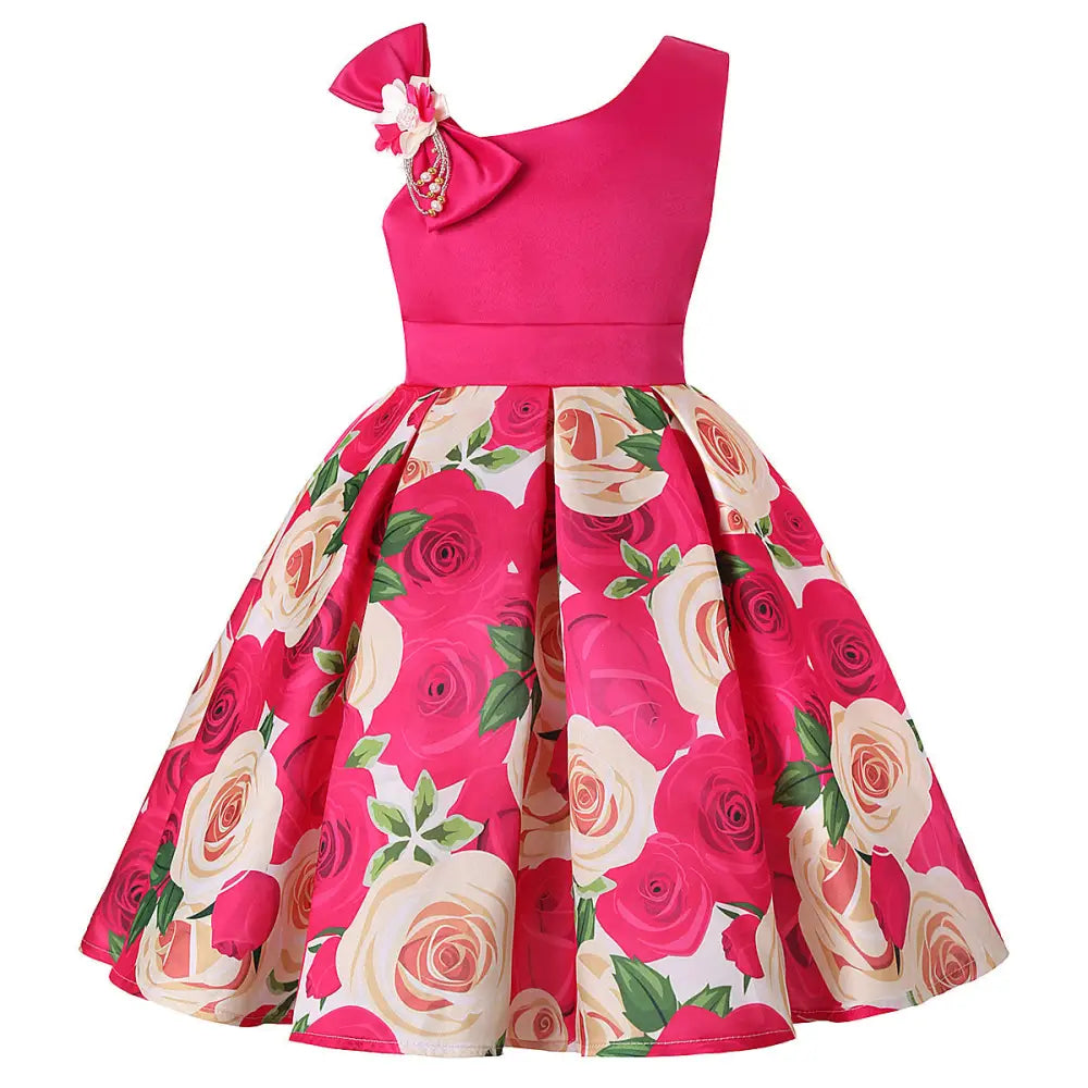 FairyDream: Digital Print Princess Dress - Rose Red / 100cm