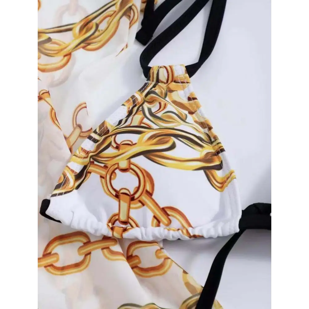 Fashion Floral High Waist Tassel European Free Size Bikini With Coat Split